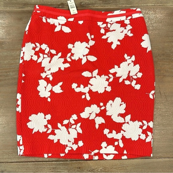 Talbots Red and White Mini Pencil Skirt Cocktail - Picture 1 of 9